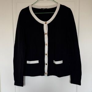H&M Black Cardigan with White Trim
